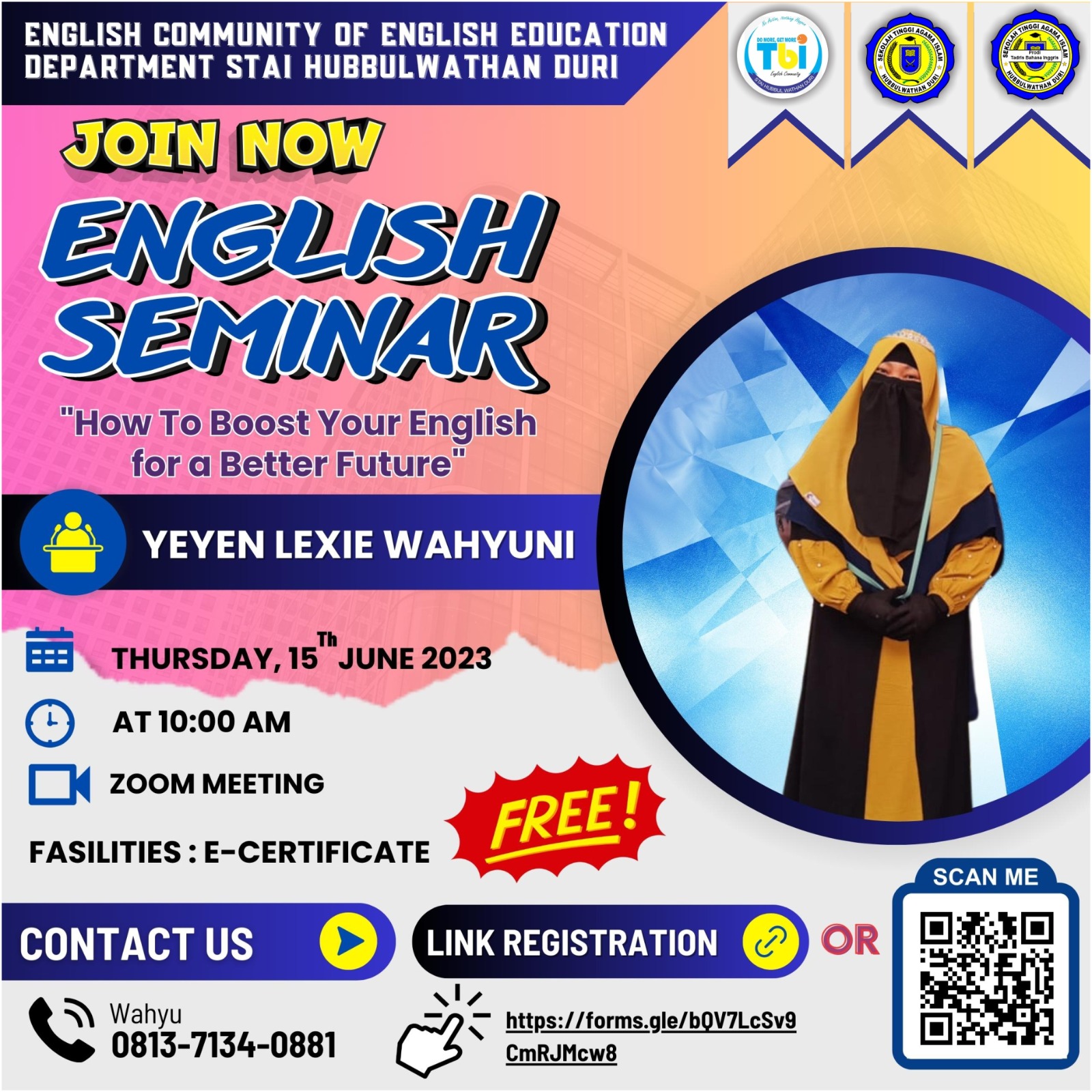 English Community Tadris Bahasa Inggris STAI Hubbulwathan Duri Gelar Seminar Ilmiah